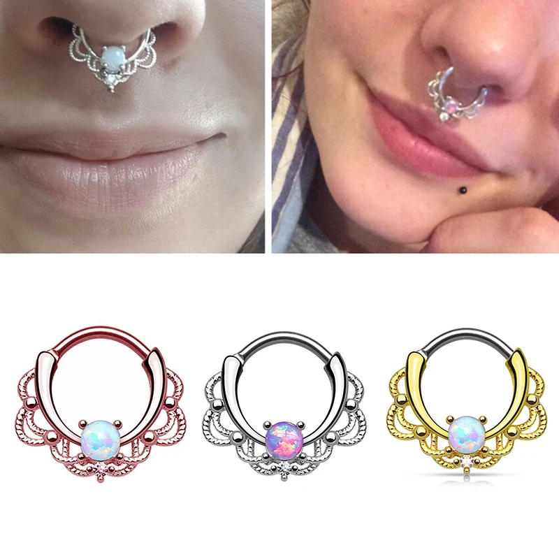 1PC Real Pierced Nose Ear Rings Gem Cartilage Tragus Conch Piercing Jewelry Septum Helix Clicker | Украшения и аксессуары