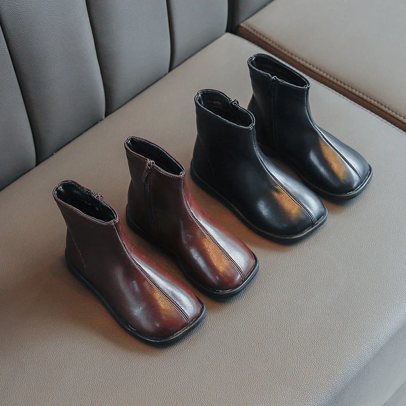 

Ботинки для девочек, новинка зимы 2022, детские модные короткие ботинки, теплые водонепроницаемые ботинки в британском стиле для девочек, 21-36