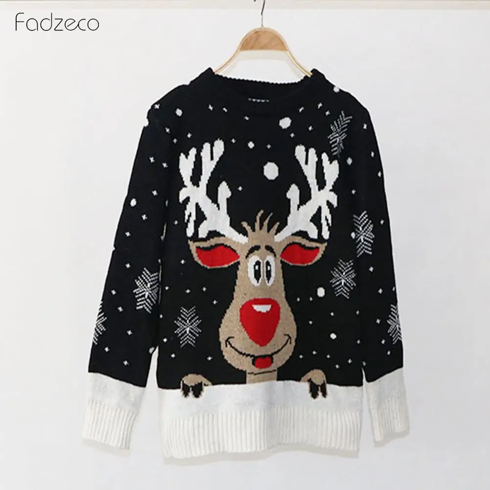 FADZECO джемпер размера плюс Снеговик свитера с оленем новый Санта Клаус