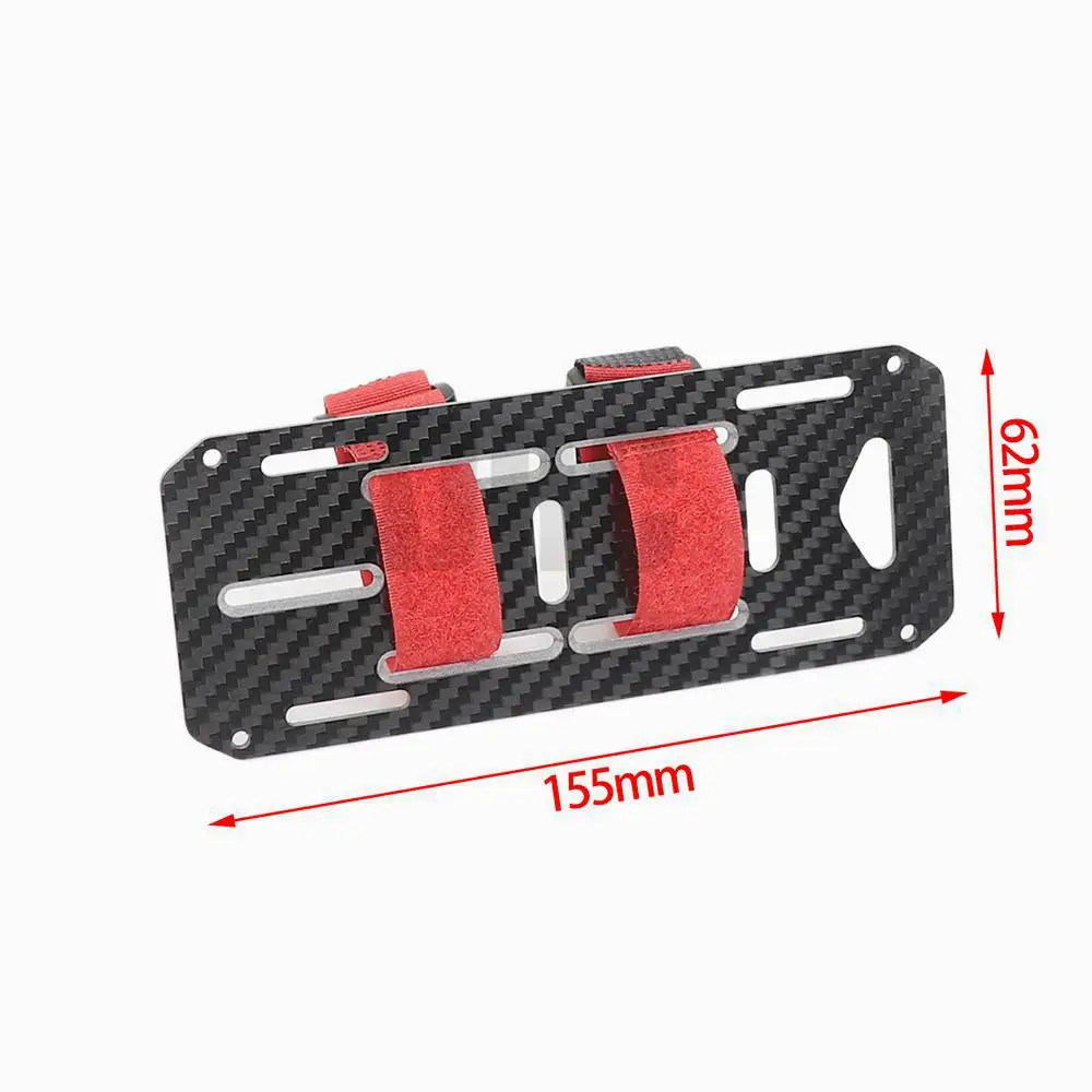 Black Carbon Fiber Battery Mounting Plate with Tie for 1:10 Scale RC Crawler Car TRAXAS Hsp Redcat Tamiya Axial SCX10 D90 enlarge