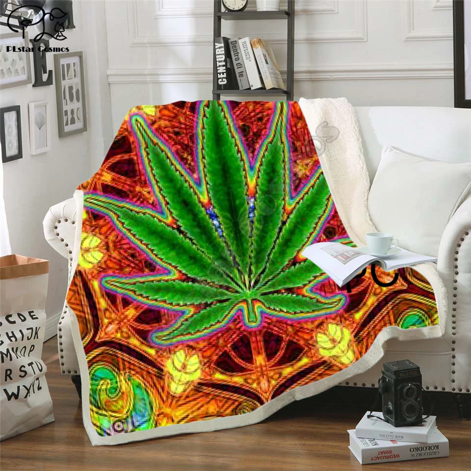Новинка одеяло для кровати в стиле Триппи с принтом Листьев Сорняков покрывало