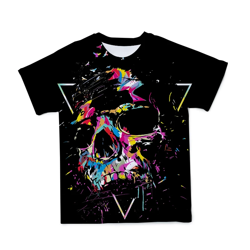 

2021 Summer Men's 3DT Shirt Selection Skull Series Men and Women Comfortable Breathable Short Sleeve Round Neck Stretch T-Shirt
