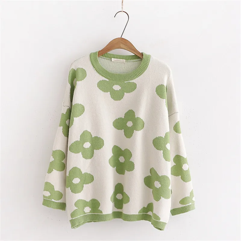 Женский трикотажный свитер с длинным рукавом и круглым вырезом | Женская одежда