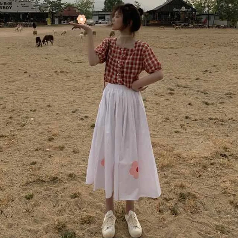 

Skirts Women Print Sweet Lovely High Waist Loose Casual Lazy Korean Version Trendy Hot Sale College All-match Student Prevalent