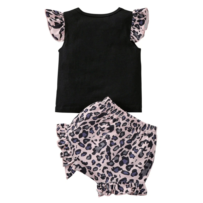 

WEIXINBUY 6-24M Summer Baby Girl Fashion Letter Print Short Sleeves Shirt With Flying Sleeves And PP Pants 2pc/set
