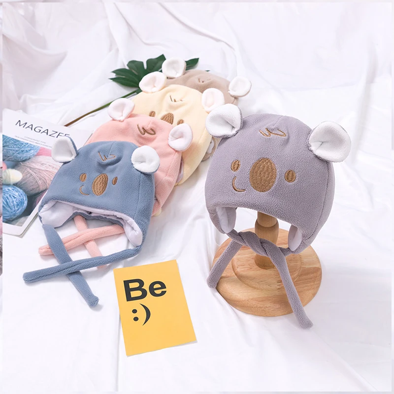 Осень-зима шапка для малышей Носки с рисунком медведя из мультика шапки