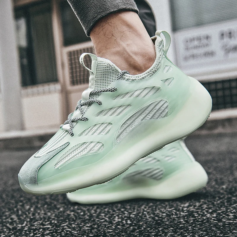 

2021 Men's Fashion Sneakers Light Air Mesh Breathable Comfortable Leisure Shoes Rubber Air Cushion Damping Running Shoes