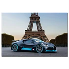 Bugatti Диво в Париже фото плакат с суперкаром Wall Art Холст картина стены фотографии печати для Декор в гостиную