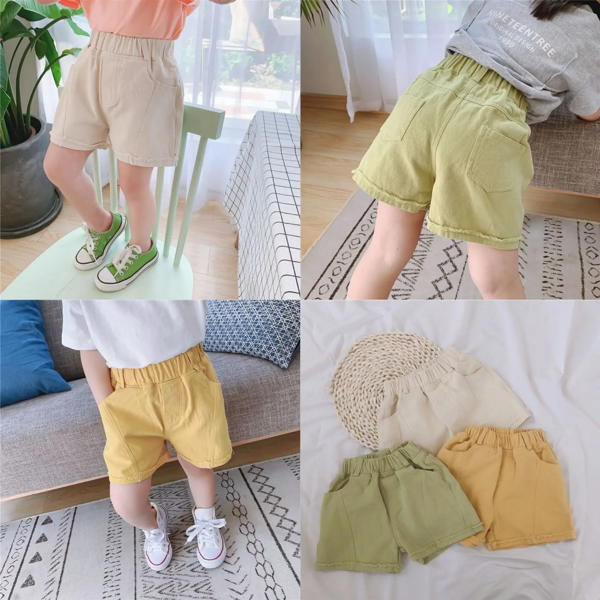

Girls Kids Shorts 2021 New Summer Fashion Solid Baby Girl Pants Korean Style Mid Waist Children Casual Trousers For 1-6Y Girls