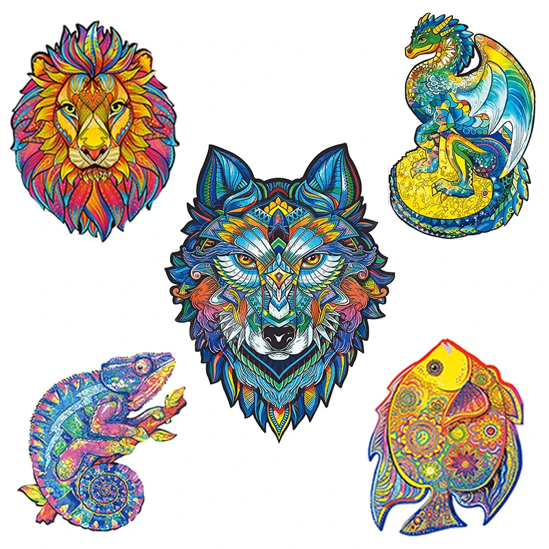 

Wooden Jigsaw Puzzle DIY Animal Educational Toy For Adults Kids Room Decoration Stickers