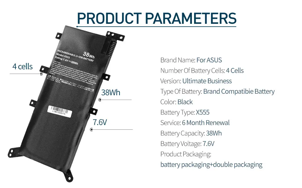 38wh 7,6 V Аккумулятор для ноутбука ASUS C21N1347 X554L X555 X555L X555LA X555LD X555LN VM590LF A555L K555L K555LD R557LP R556M R556L