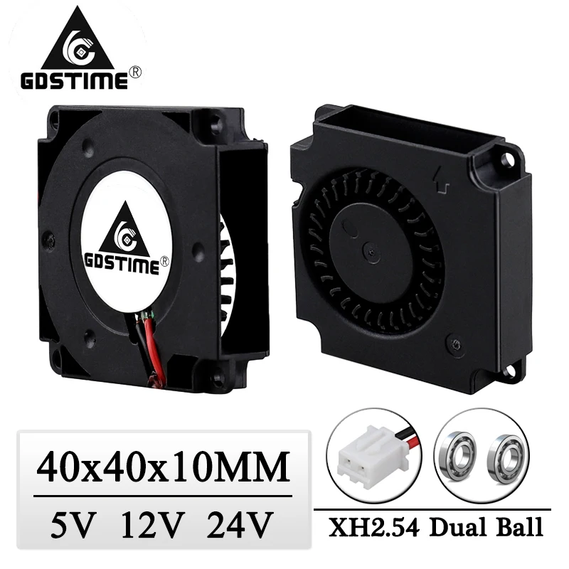 2 шт. Gdstime DC 5V 12V 24V 40*40*10 мм двойной шаровая воздуходувка 3D принтеры кулер 1 5 дюймов 4