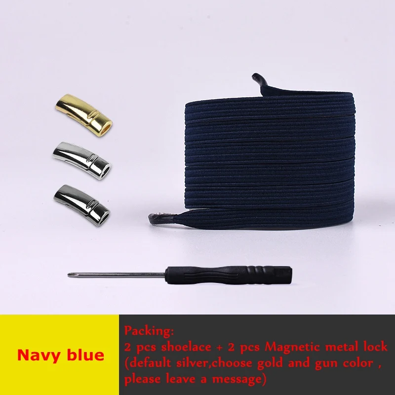 Navy blue 1 пара магнитных эластичных шнурков без шнурков шнурки для обуви для отдыха на открытом воздухе кроссовки ленивые шнурки Быстрая блокировка плоские шнурки унисекс - Цвет: Navy blue