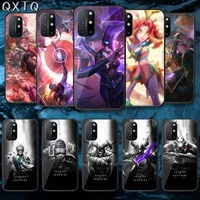 qxtq hot game lol tempered glass mobile phone bag case cover for oneplus oppo realme find x2 3 6 7 8 9 t pro nord gt neo tpu