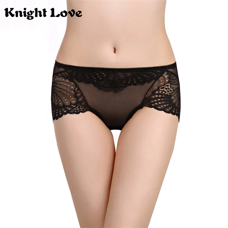 

New Women Panties Sexy Lingerie Lace Underwear Mid-Rise Transparent Seamless Briefs Female Underpants Hollow out With Bow