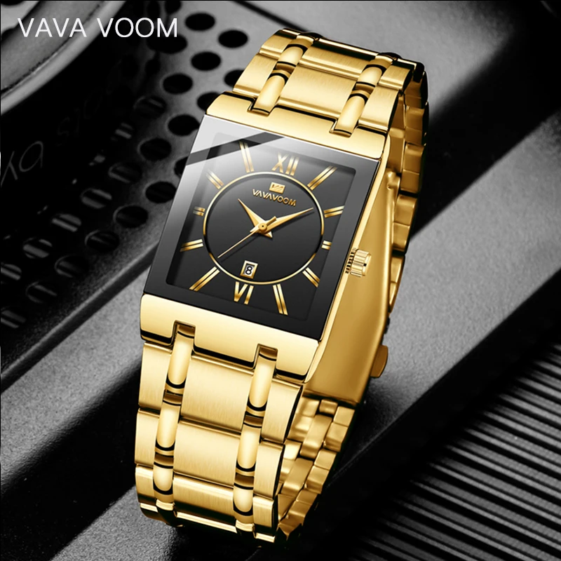 

VAVA VOOM Fashion Mens Watches Top Brand Luxury Quartz Wrist Watch Men Date Casual Gold Steel Relogio Masculino montre homme