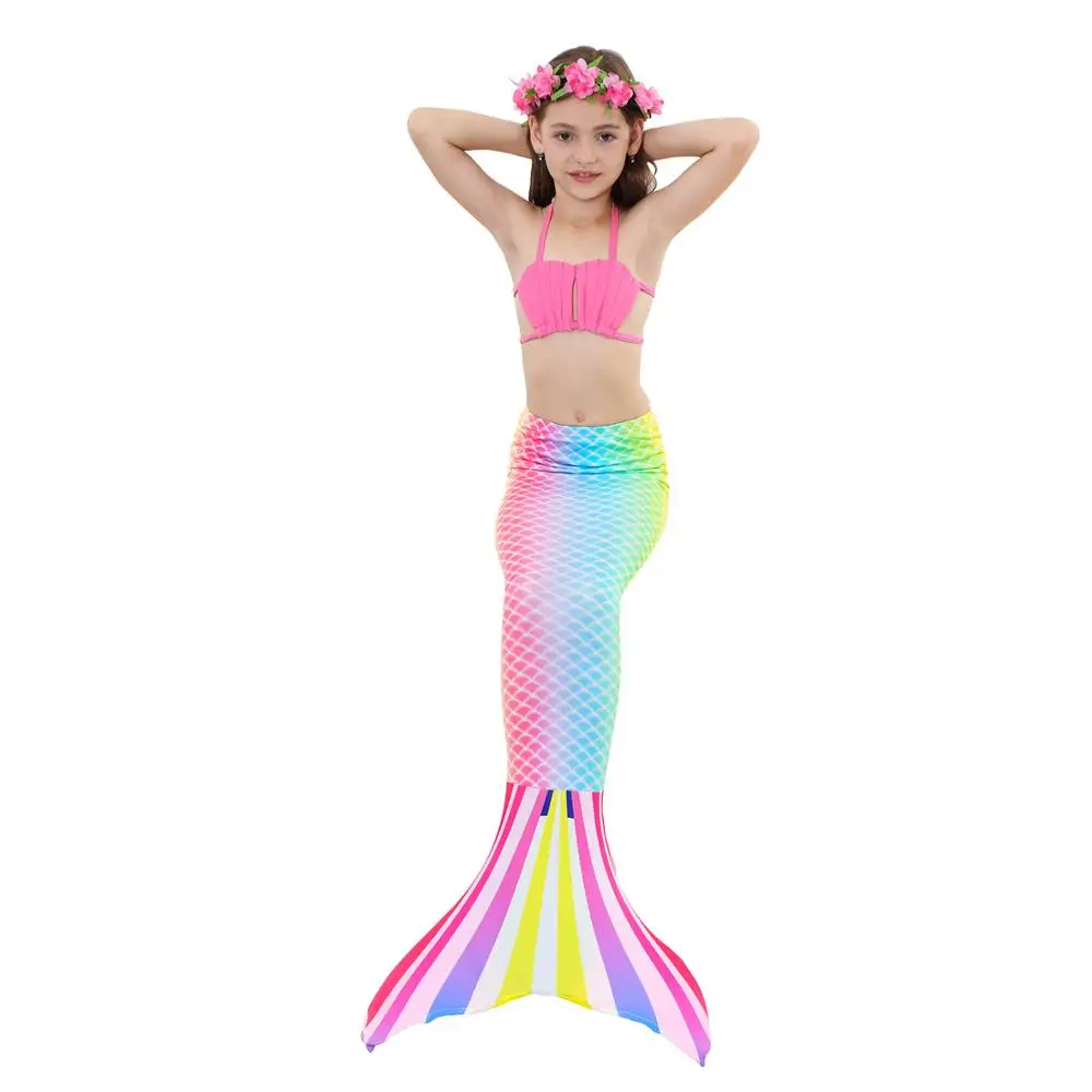 Купальный костюм с хвостом русалки для девочек Комплект бикини Костюм Русалки