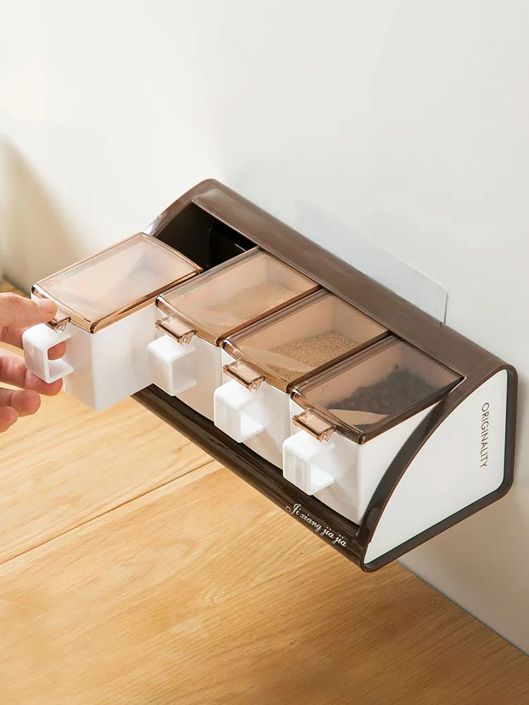 Стеллаж для соли без сверления Бытовой Настенный подвесной контейнер специй |