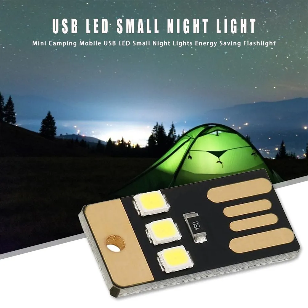 

Portable Camping Night Hiking Tent Lamp Light Mobile USB Energy Saving Flashlight Mini Ultra-thin Outdoor LED Keychain Night