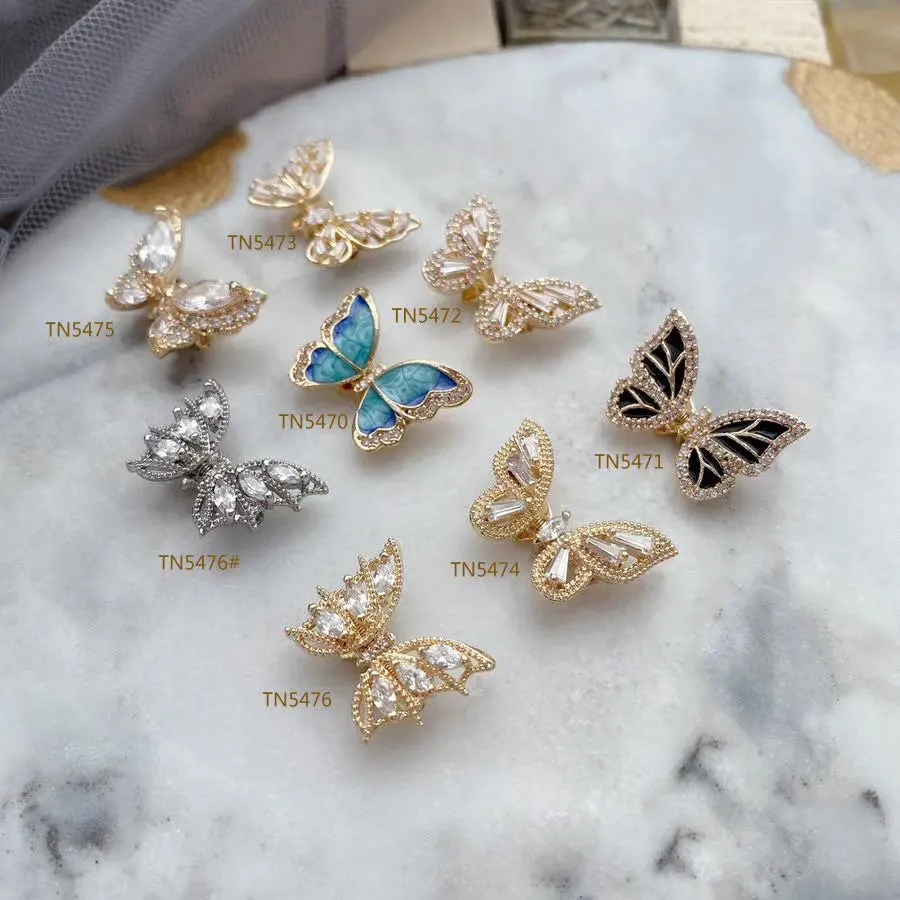 

10pcs Flying Shaking Butterfly Zircon Alloy Nail Art Crystals Rhinestone Decorations Charms Jewelry Nails Accessories Supplies