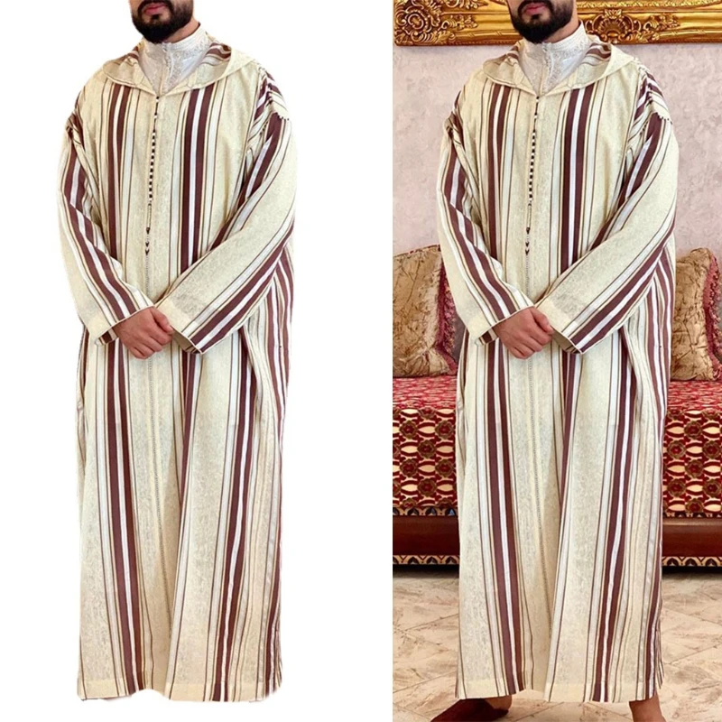 

Ramadan Fashion Long Caftan Muslim Abaya Shirt Youth Qamis Homme Loose Casual Lapel Neck Islamic Clothing for Mens