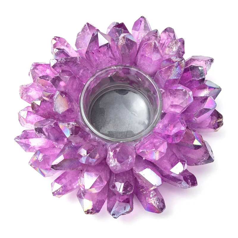 Подсвечник с натуральным аметистом подсвечник в европейском стиле свадебный