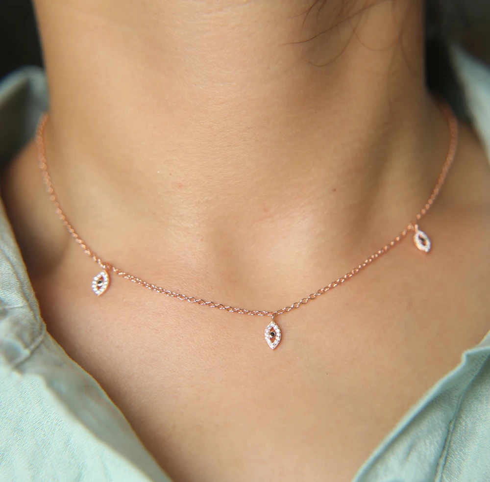 Изящное очаровательное ювелирное изделие чокер со сглаза 100% Стерлинговое