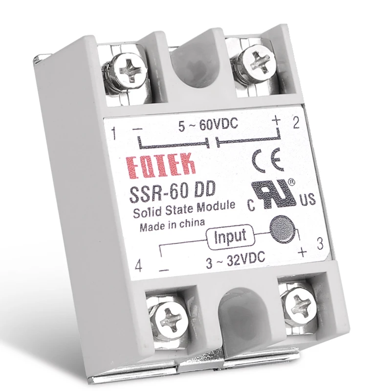 Твердотельное модульное реле DC-DC Однофазное SSR 60A 80A 100A ток 3-32V 5V 12V DC to 5-60V нагрузка