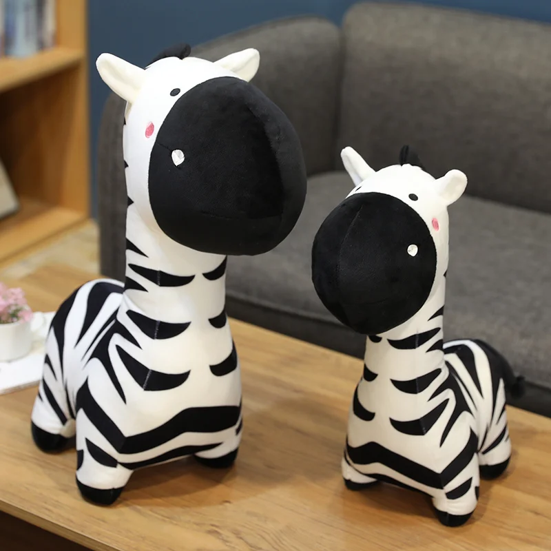 Cute Standing Zebra Stuffed Cartoon Animals Plush Toy Simulation Doll Photography Props Christmas Birthday Gifts for Kids | Игрушки и