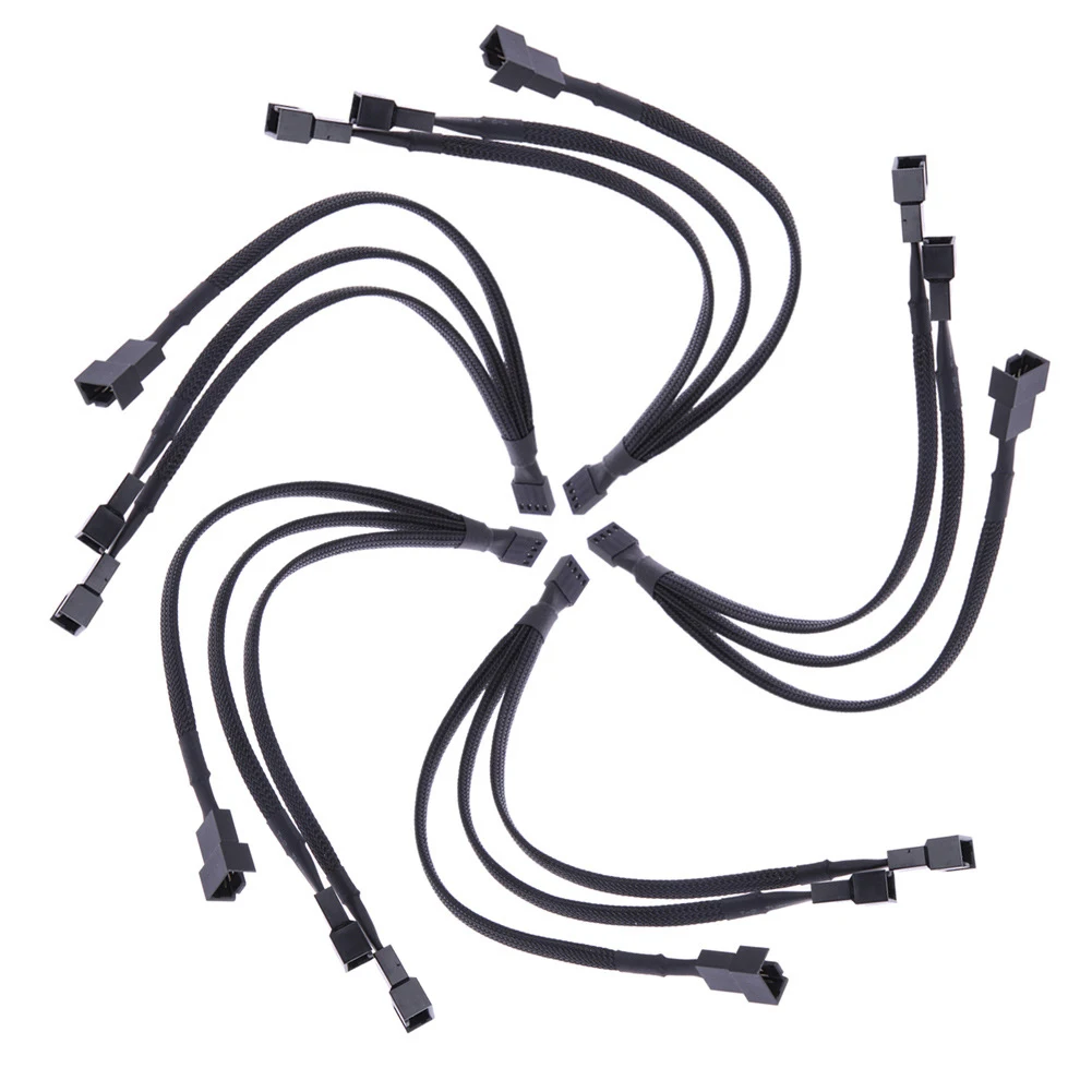 

4 Pin Tinned Copper Motherboard Sleeved Extension Cable Accessories Splitter Connector Office 1 To 3 Ways CPU PWM Fan Portable