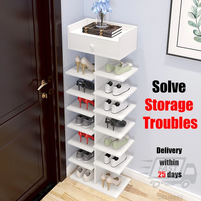 

Multi-Layer Shoe Rack Shelves Household Space Saving Solid Wood Storage Shoe Unit Cabinet Door Rack Cupboard Furniture Organizer