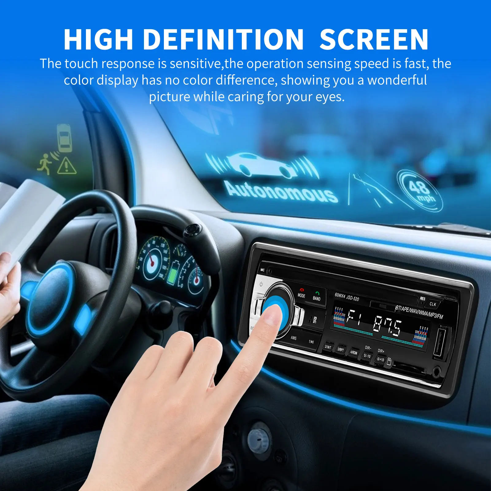 JSD-520 Car Stereo Touch Screen Audio Receiver Low Energy Consumption Radio Bluetooth Connection Sound for | Автомобили и