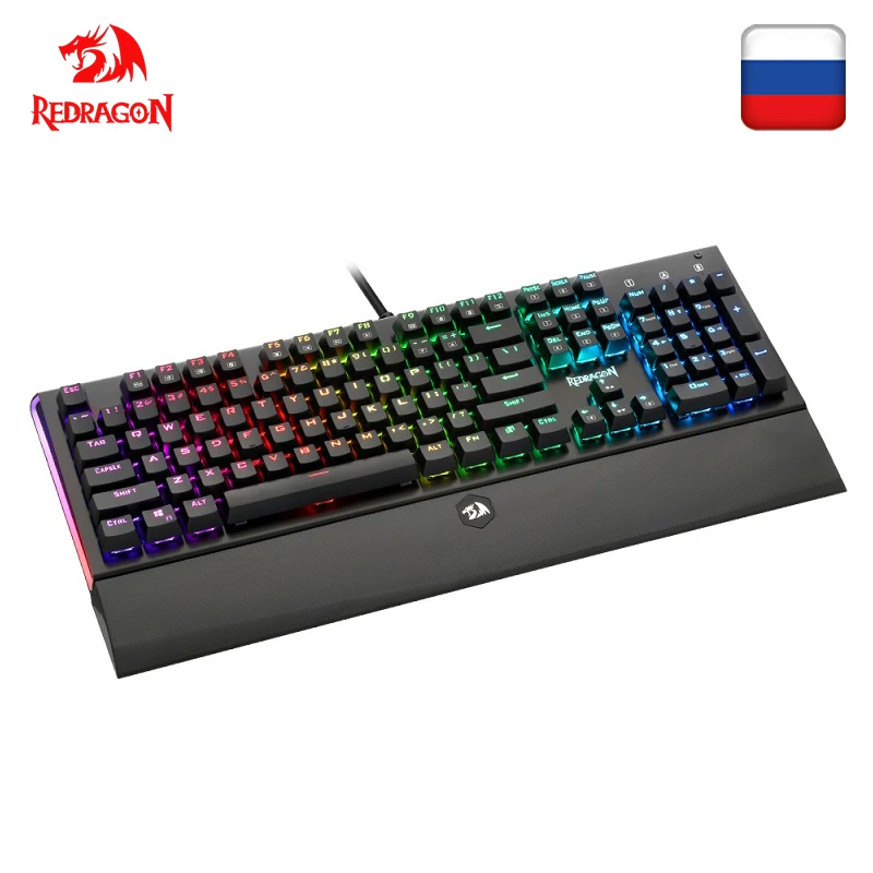Redragon K569 Rgb алюминиевая USB Механическая игровая клавиатура синий переключатель со светодиодной подсветкой 104 ключ анти-ореолы проводной ПК компьютер геймер