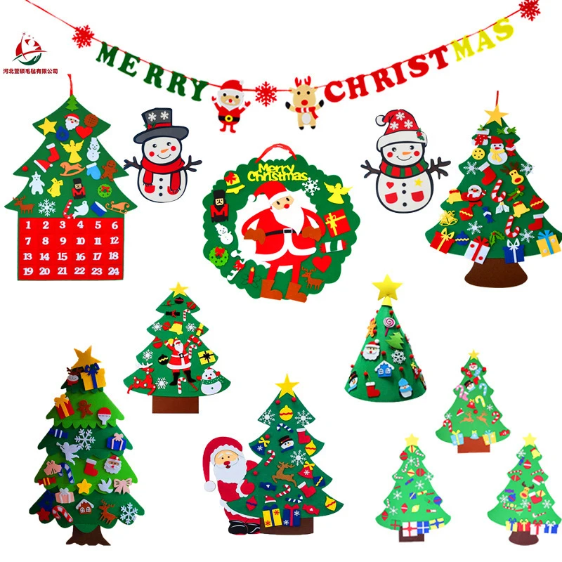 

Войлочная Рождественская елка, креативное Рождественское украшение, подвеска, детская головоломка ручной работы, трехмерная Настенная Нак...