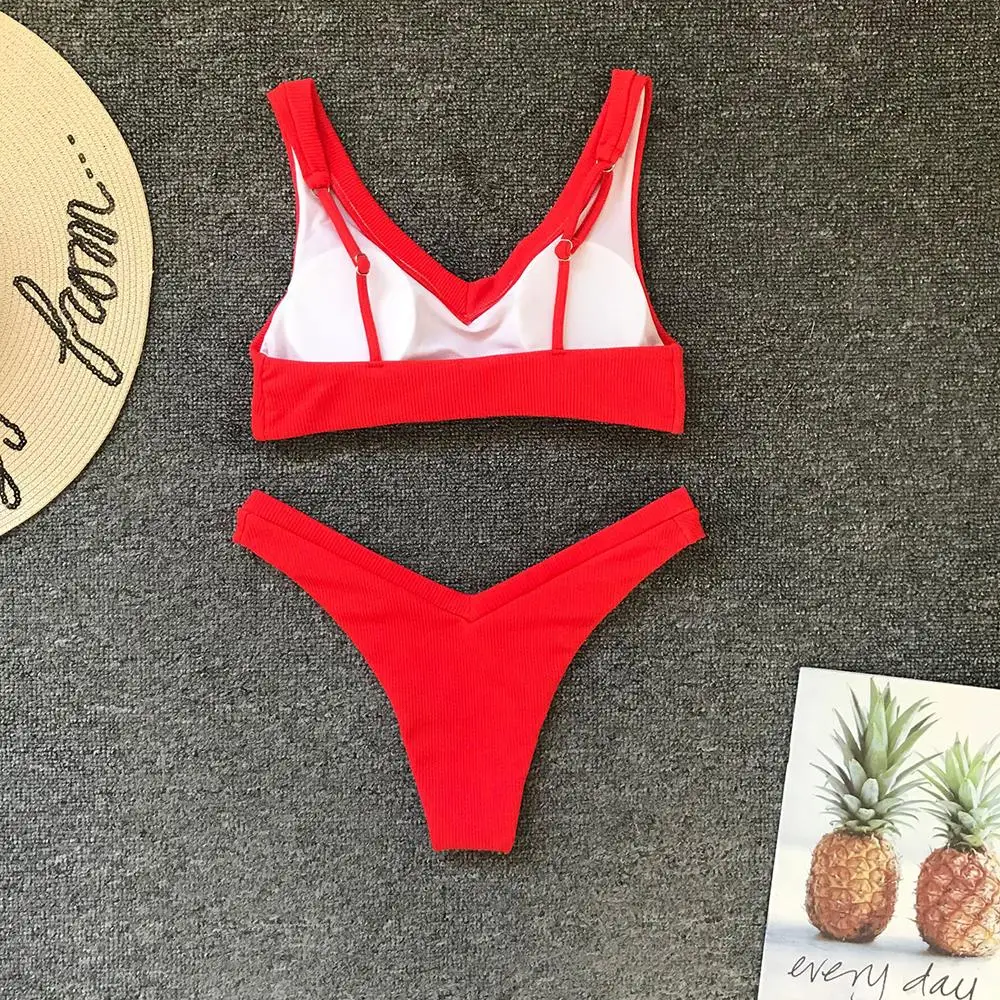 

ZTVitality Red Bikini 2020 Hot Sale Padded Tie Low Waist Sexy Swimsuit Female Swimwear Women Bathing Suit Brazilian Biquini S-L
