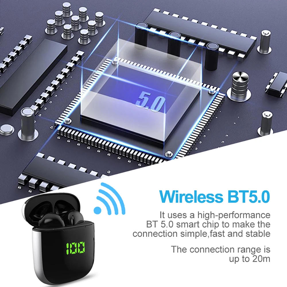 Мини наушники TWS с цифровым дисплеем Bluetooth 5 0 Беспроводная зарядка для IOS и Android