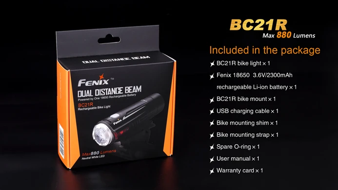 Фонарь велосипедный Fenix BC21R 880 люмен двойной луч Cree XM-L2 T6 светодиодный зарядка