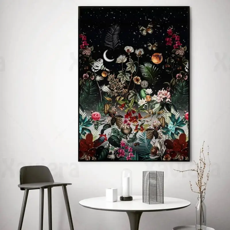 

Nordic Decor Poster Leaf Tropical Plant Jungle Green Purple Canvas Print Exotic Garden Canvas Painting Wall Picture Home Decor