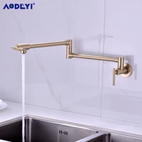 pot filler tap wall mounted foldable kitchen faucet single cold single hole sink taps rotate folding spout brushed gold sus304