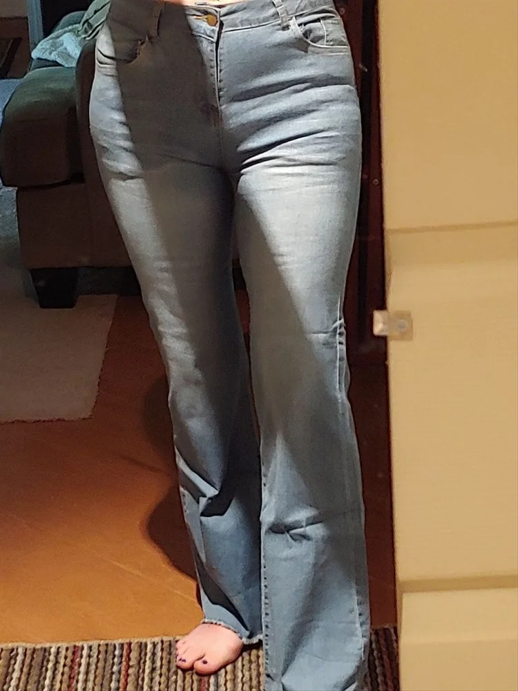 

Plus Size Flared Jeans Women Bell Bottom Pants Spring Summer Female Clothes Casual Streetwear Vintage High Waiste Denim Trousers