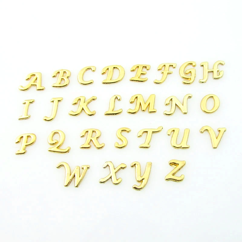 Золотые 26 шт. Плавающие Подвески с буквами алфавитные подвески подходящие для