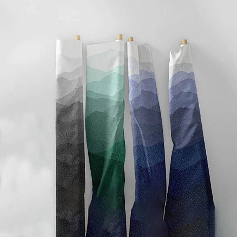 

Hot Silver Cotton Fabrics Handmade for Curtain Tablecloth Clothes Gradient Mountains Print Fabric Home Decor DIY Patchwork Mater
