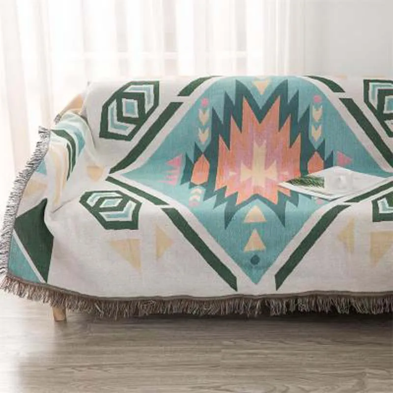 6 Nordic Knitted Couch Armchair Tassels Blanket Pet Dog Sleeper Sofa Mattress Protector Plaid Coverlet - Цвет: 6