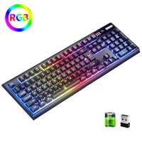 zjfksdyx wireless gaming keyboard 2 4g connection supports rechargeable rgb led backlight ergonomic waterproof 104 keys