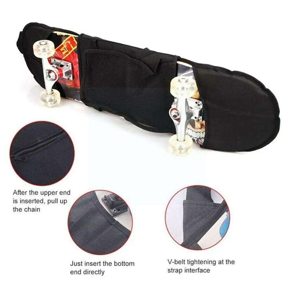 

Рюкзак для скейтборда, черная шифоновая сумка для скейтборда, сумка с ремешком для скейтборда, сетчатая Регулируемая сумка через плечо для ...