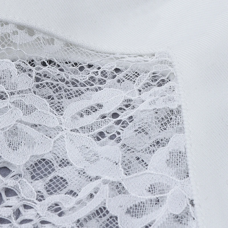 

Beateen 2020 New Fashion Sexy Asymmetrical One Shoulder Lace Patchwork Bandage Hollow Out Dress Women Party White Vestidos