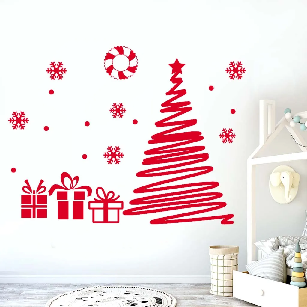Абстрактная рождественская елка Съемная наклейка из ПВХ Настенная Наклейка