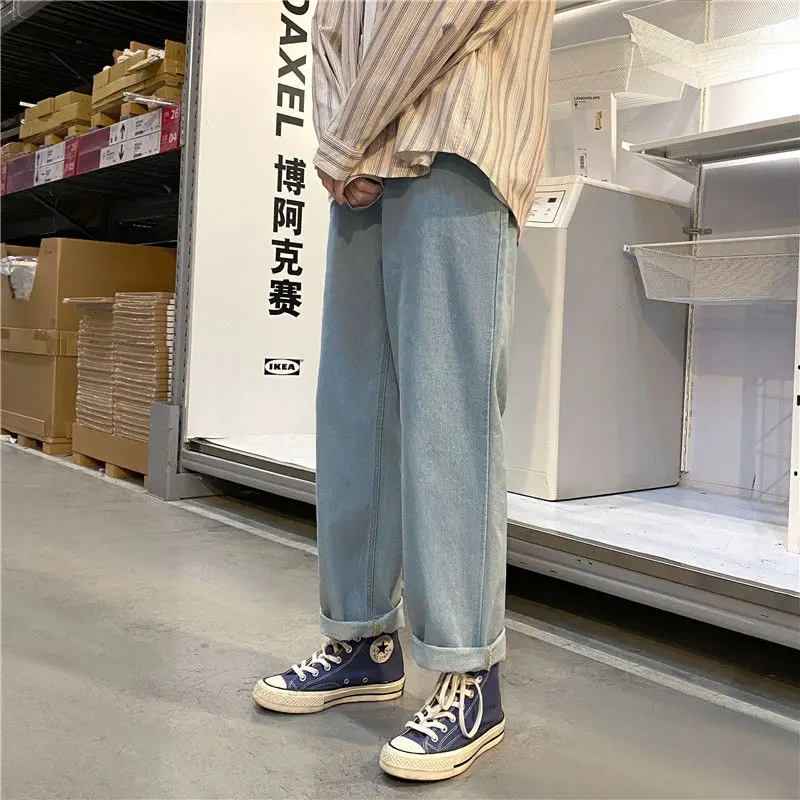 

2021 Spring And Summer New Youth Popular Loose Solid Color Jeans Fashion Casual All-match Jeans Light Blue/dark Blue/black