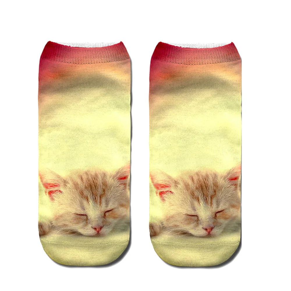 Женские носки в стиле Харадзюку хип хоп новинка короткие с 3D принтом унисекс