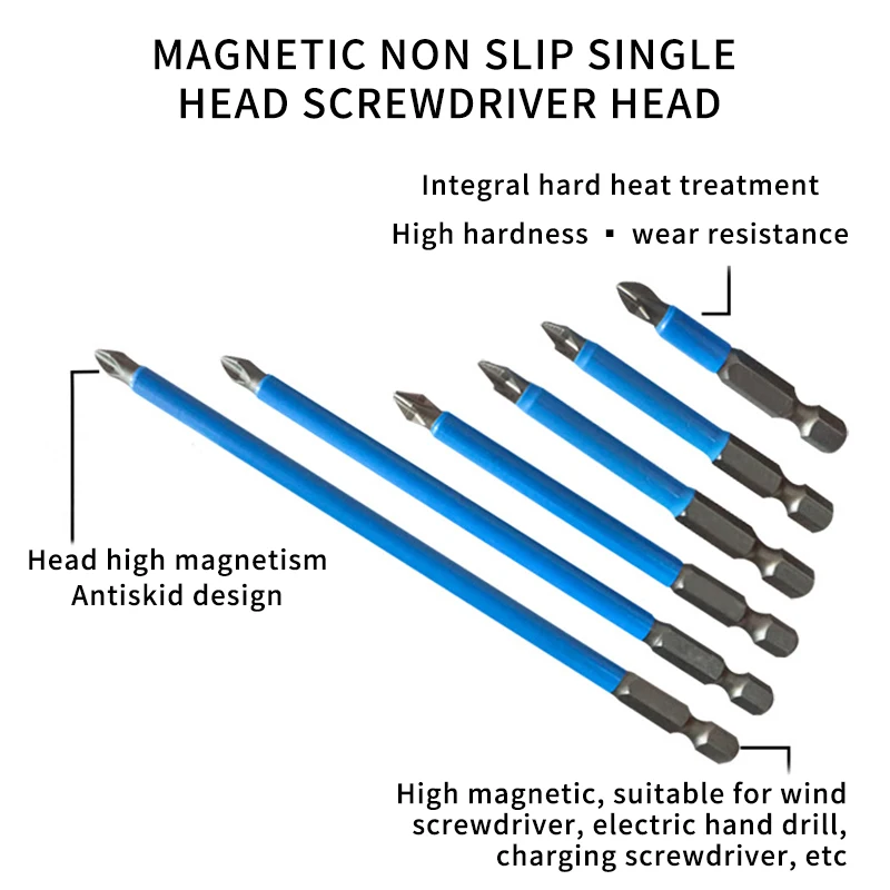 

10PCs 1/4" Hex Shank Fits Magnetic PH1 PH2 Long Reach Electric Screwdriver Bits Exactness Single Phillips Cross Head Power Tool
